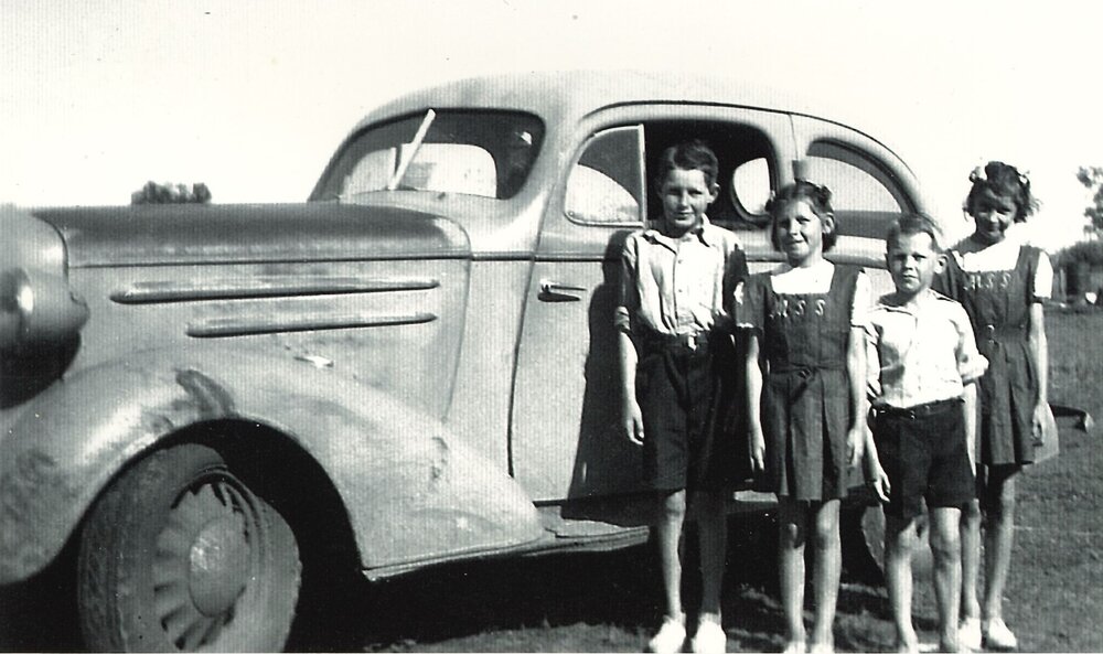 McNamara children on their way to school, circa 1949