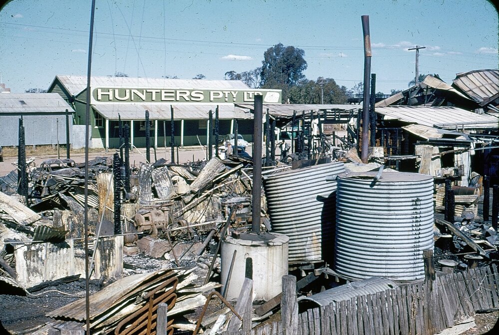 Aftermath of Slessar's fire, Chinchilla, 1957