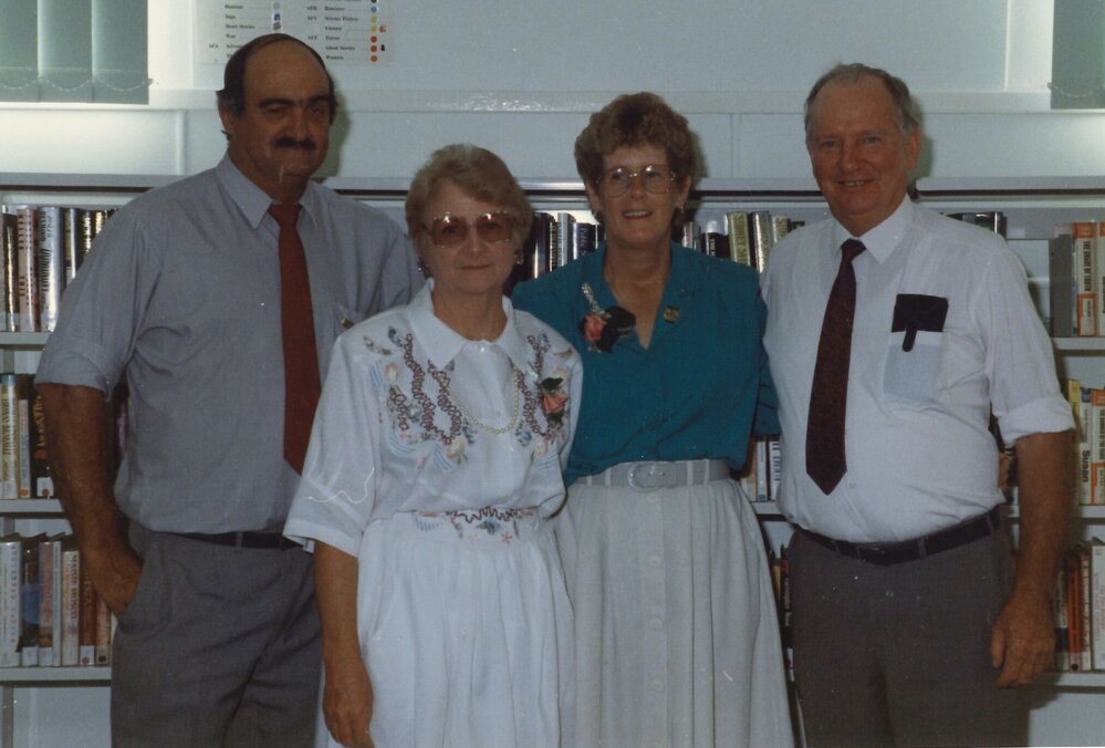 Councillors John Hurst, Carol Green &amp; Pat Meacle at the opening of Meandarra Library, 1993