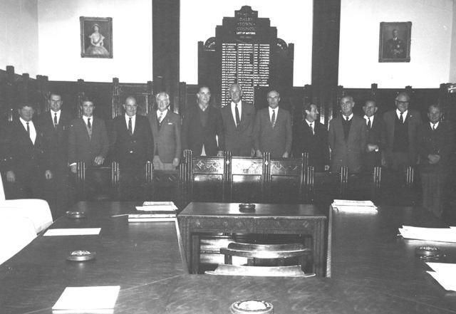 Councillor group photograph, Dalby Town Council, circa 1967
