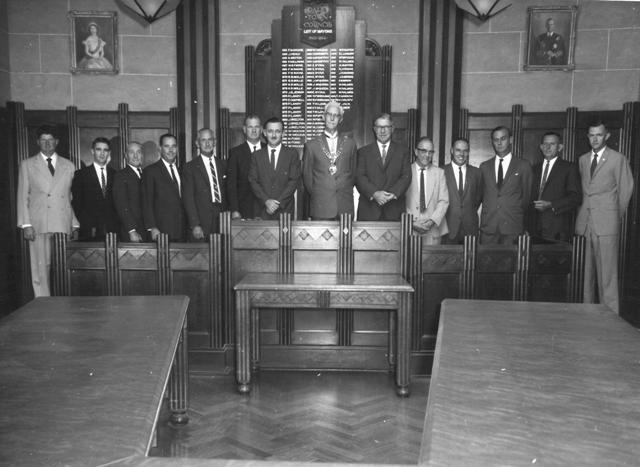 Councillor group photograph, Dalby Town Council, circa 1952