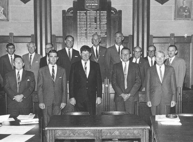 Councillor group photograph, Dalby Town Council, circa 1967