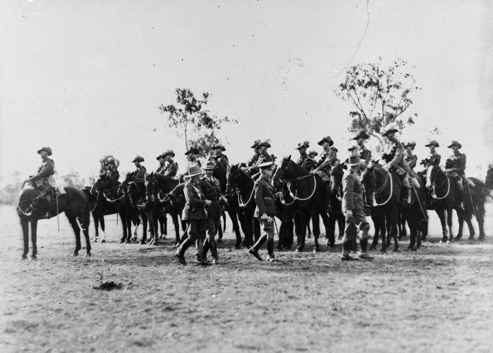 Jandowae Troop of the 11th Light Horse Regiment being inspected, 1929