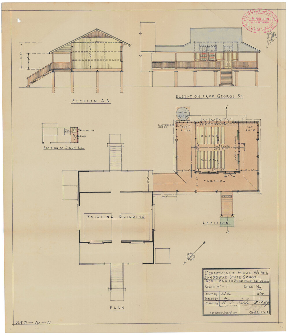 Extension plans for Jandowae State School, 1939