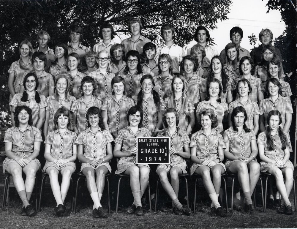 Students in Grade 10A1D at Dalby State High School, 1974