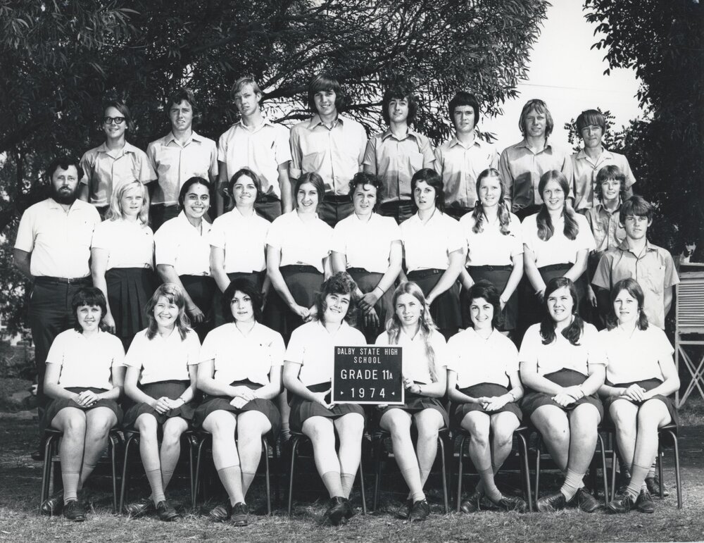 Students in Grade 11A at Dalby State High School, 1974