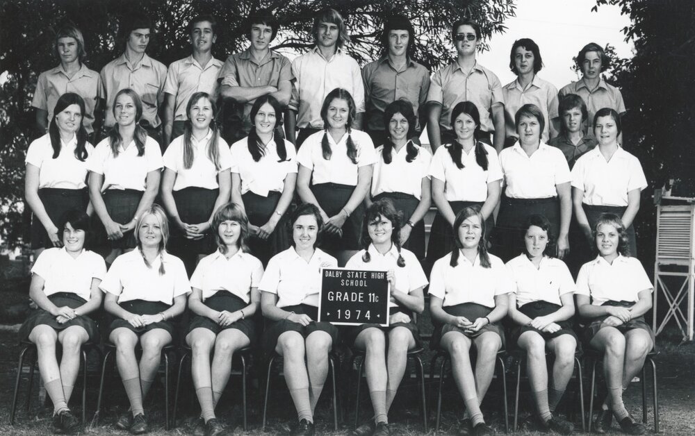 Students in Grade 11C at Dalby State High School, 1974