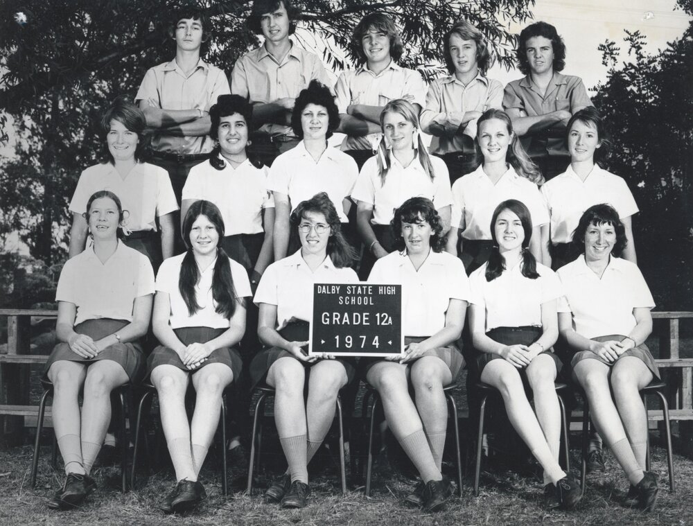 Students in Grade 12A at Dalby State High School, 1974