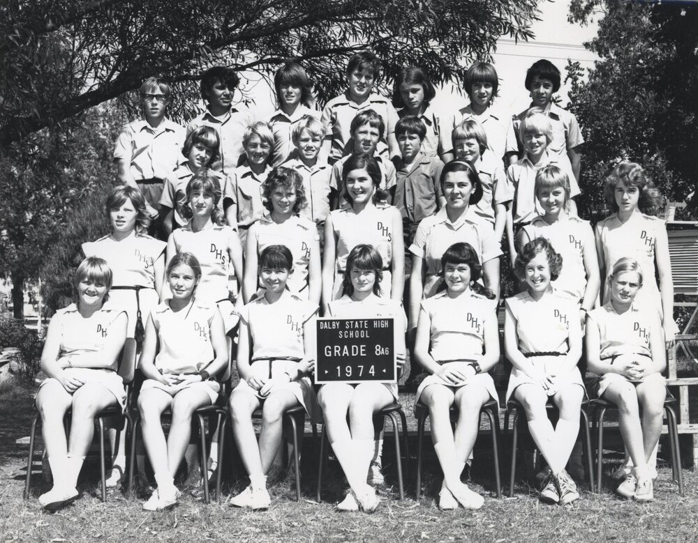 Students in Grade 8A6 at Dalby State High School, 1974