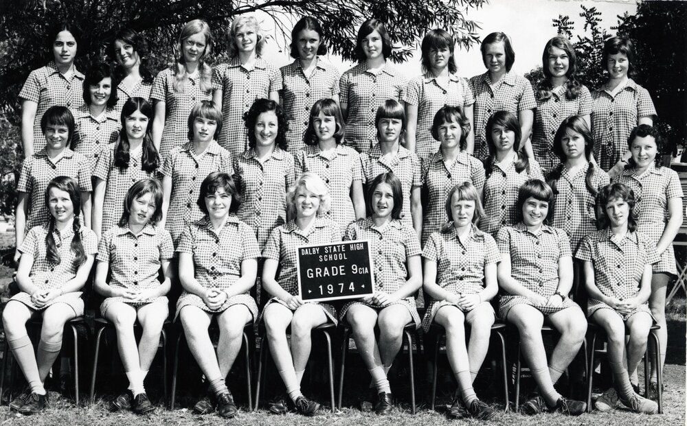 Students in Grade 9C1A at Dalby State High School, 1974