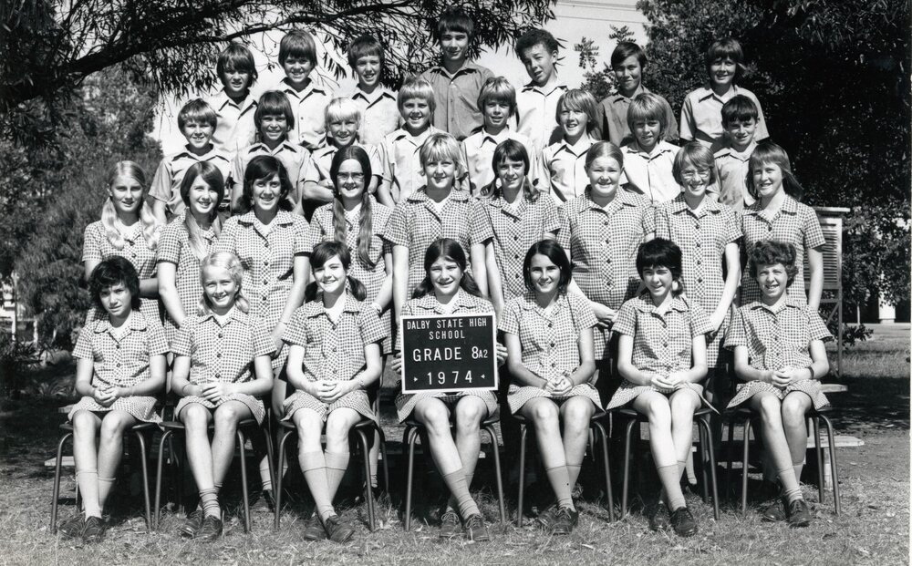 Students in Grade 8A2 at Dalby State High School, 1974