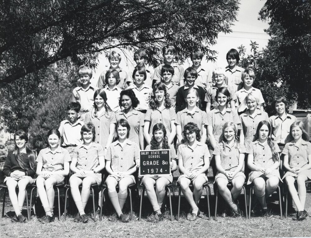 Students in Grade 8A3 at Dalby State High School, 1974