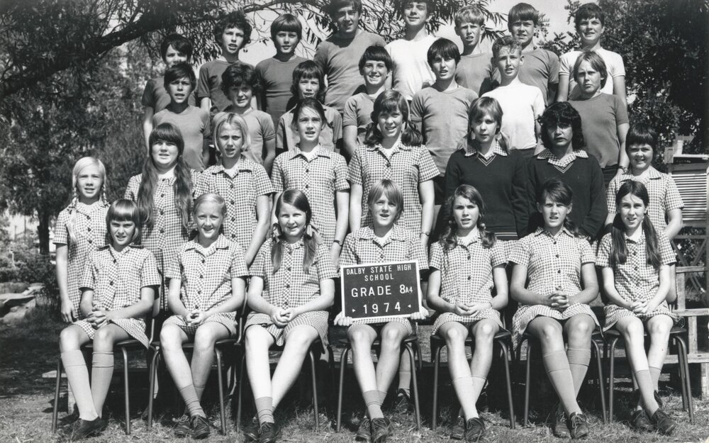 Students in Grade 8A4 at Dalby State High School, 1974