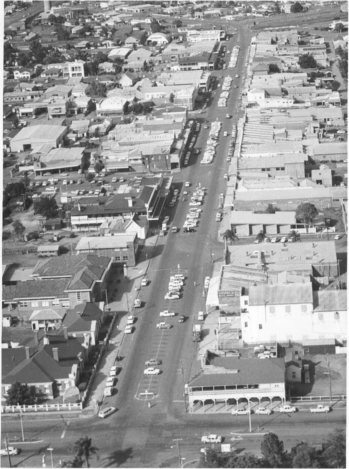Aerial view of Cunningham Street, Dalby, 1963