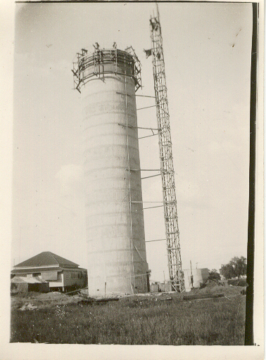 Dalby water tower under construction, 1936