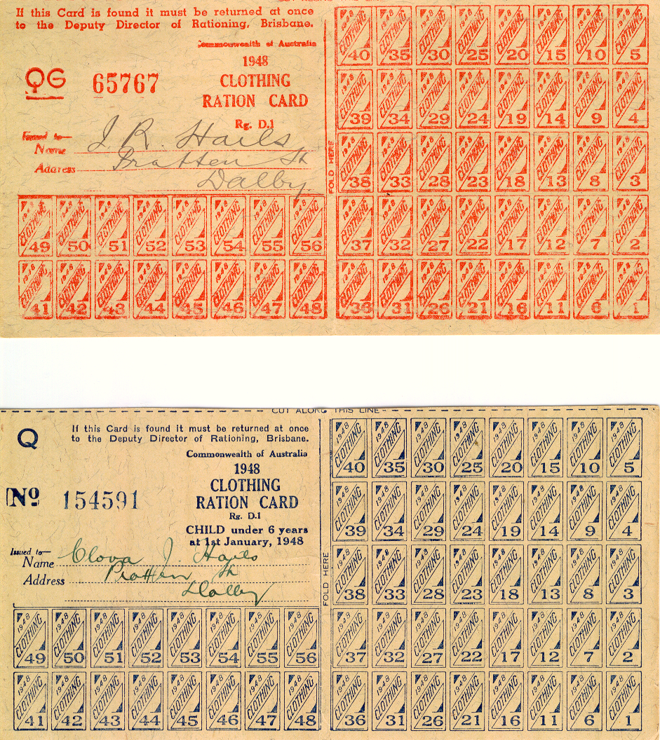 World War II Clothing Ration Cards, 1948