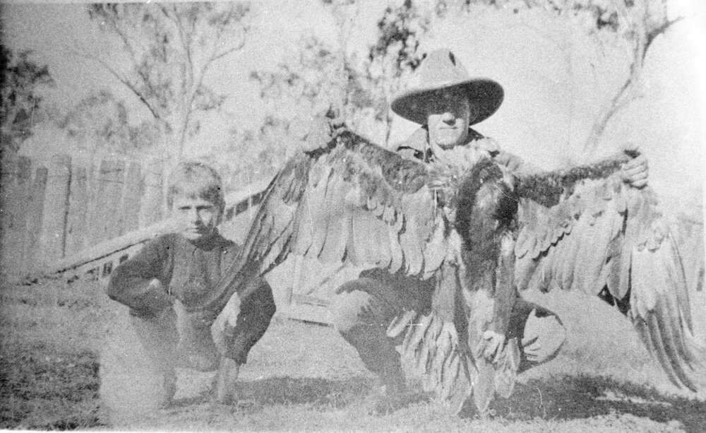 Man &amp; boy with an eagle, no location, no date