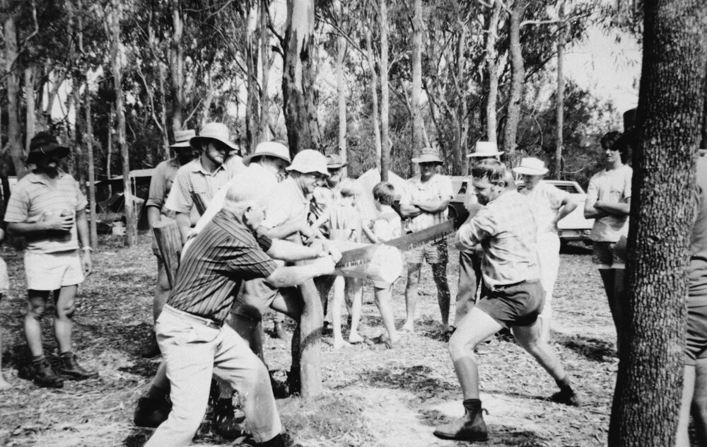 Men with a crosscut saw, no location, no date
