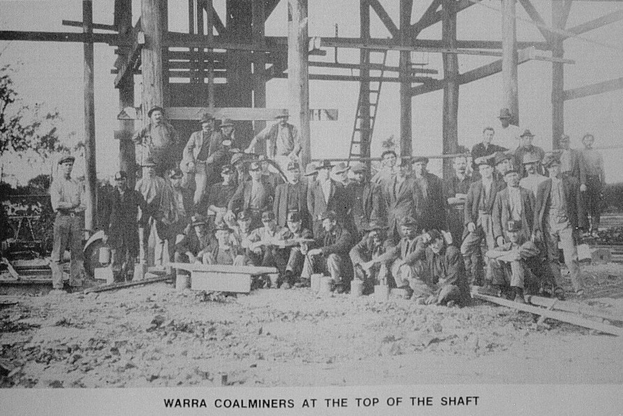 Coal miners at Warra Coal Mine, circa 1915