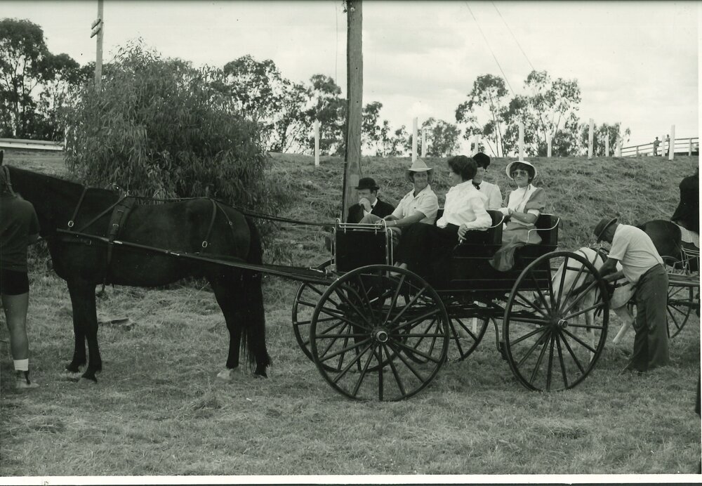 Horse-drawn vehicles at decommissioning of the Chinchilla Overhead Railway Bridge, 1987