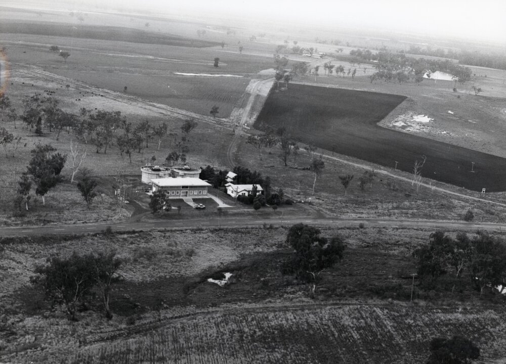Aerial view of Dalby Water Treatment Works, circa 1960's