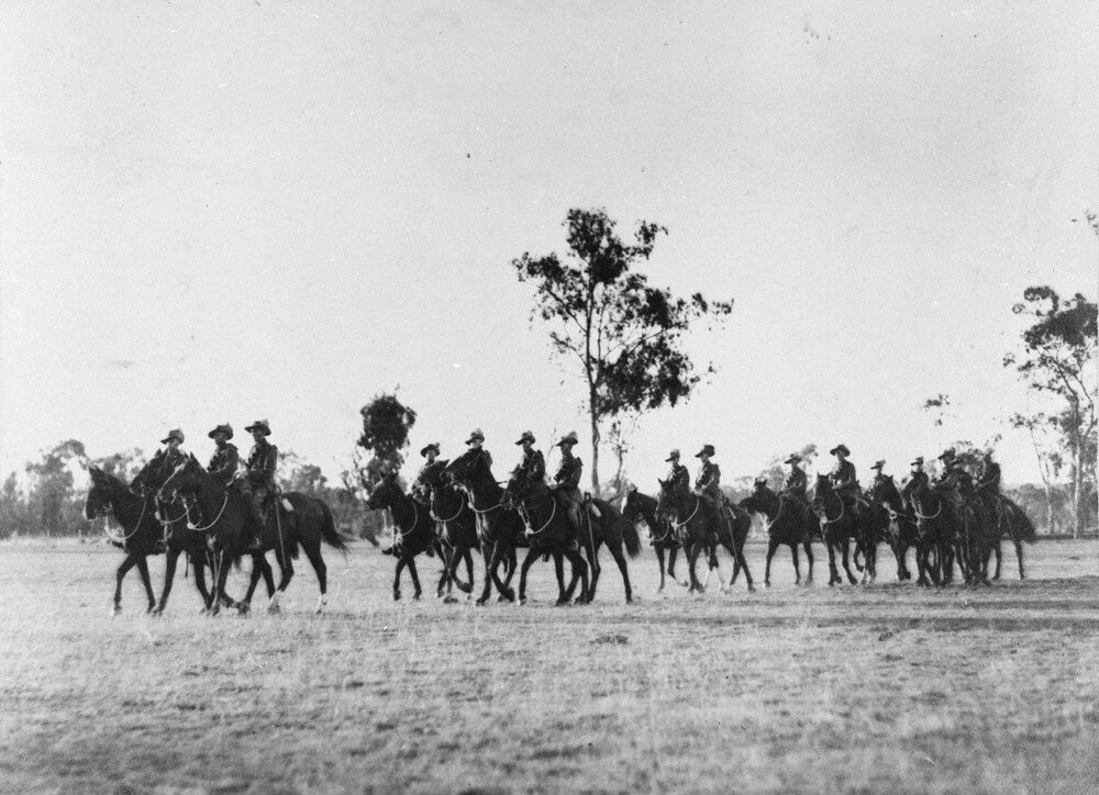 Jandowae Troop of the 11th Light Horse Regiment moving off in formation, 1929