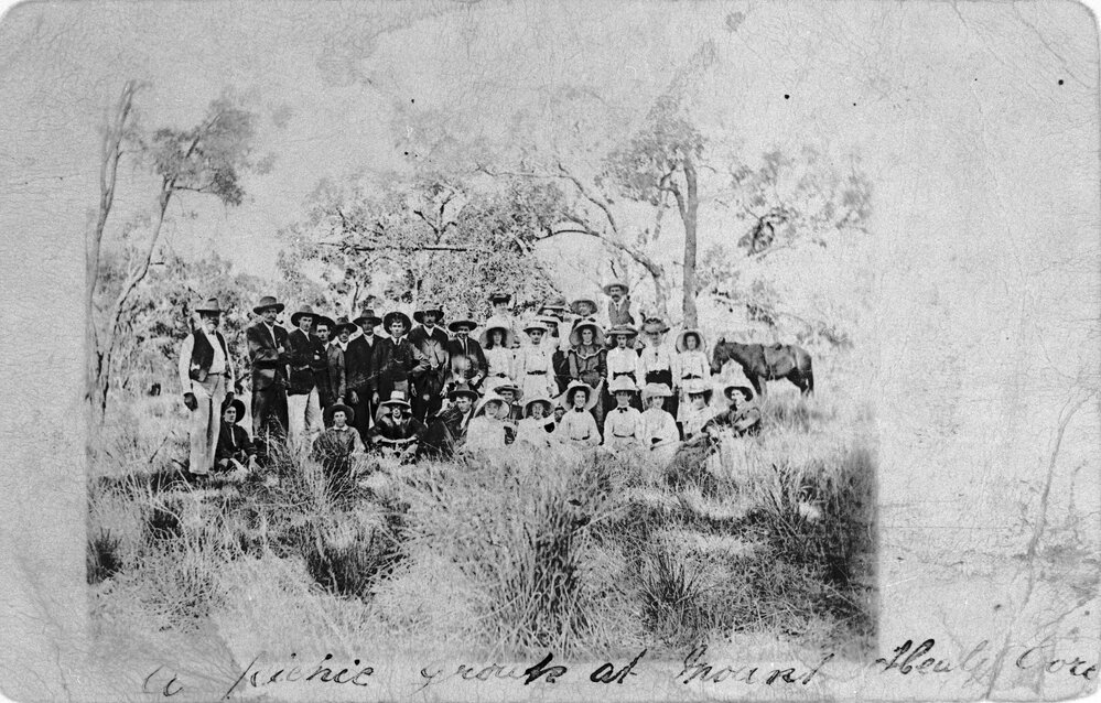A picnic group at Mount Healy Bore, circa 1900