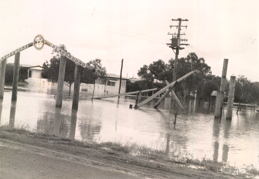 Flooding at the Rotary Adventure Playground, Dalby, 1983