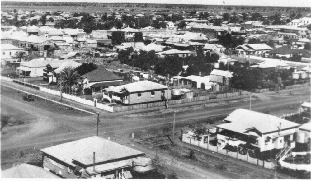 Aerial view of Dalby township, 1937