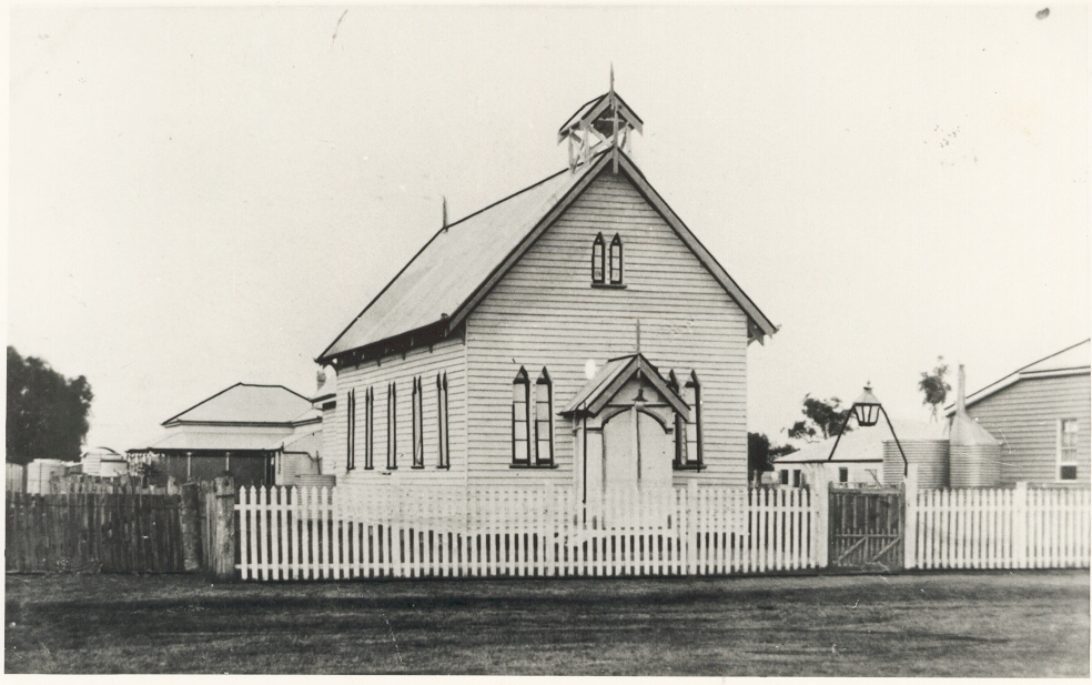 The first St. Thomas' Presbyterian Church on Patrick Street, Dalby, 1869-1933