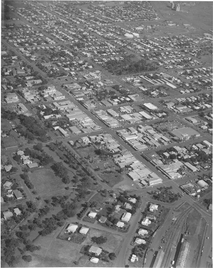 Aerial view of Dalby, 1984