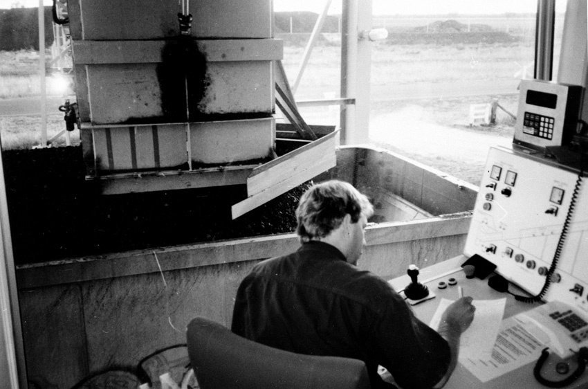 Monitoring coal loading operations at the Macalister Coal Loading Facility, circa 1994