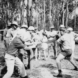 Men with a crosscut saw, no location, no date