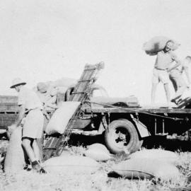 Bagging grain, unknown location, no date