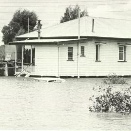 Car submerged in floodwaters, Dalby, 1981
