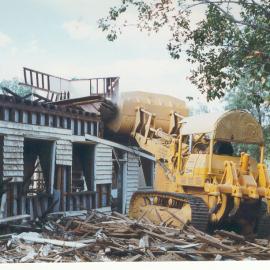 Heavy machinery demolishing St. Columba's Convent School, Dalby, 1999