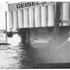 Flooding at Geisel's Store, Dalby, 1981